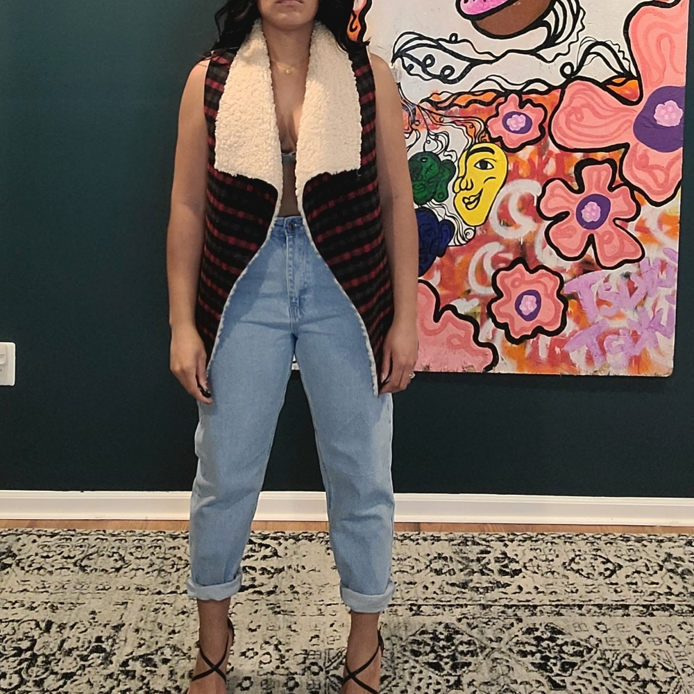 Plaid print winter vest